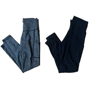 Lot of 2 Aerie Black Grey leggings with pockets size medium lounge comfy soft